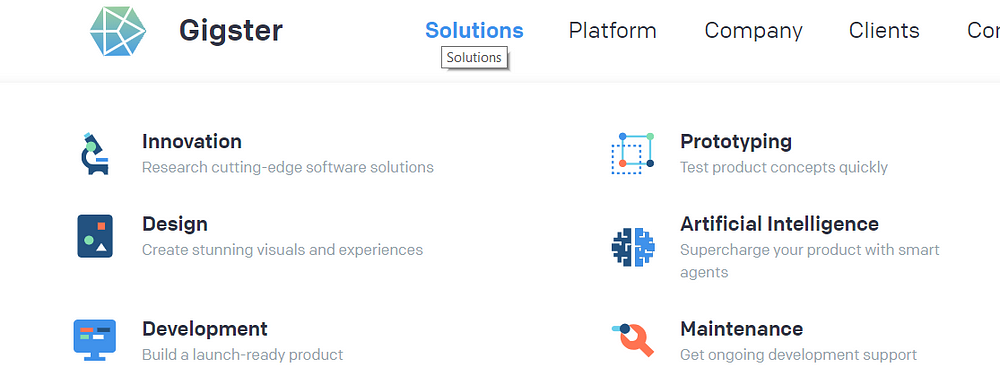 Gigster solution categories
