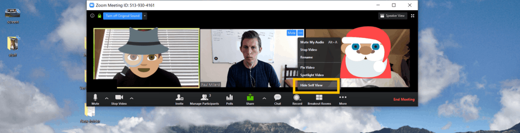 Removing self-view option in Zoom
