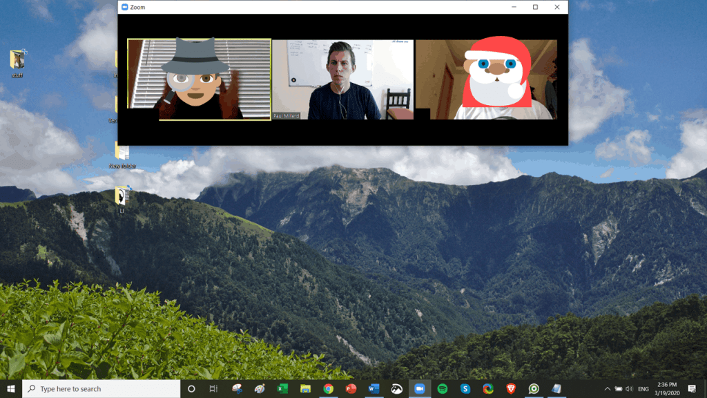 Zoom window positioned at top of screen